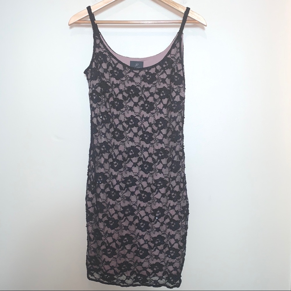 Adrianna Papell‎ Black Beaded Lace Cocktail Dress - Picture 2 of 7